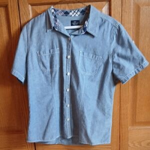 Faded Glory Denim Button-Up Shirt Size Large